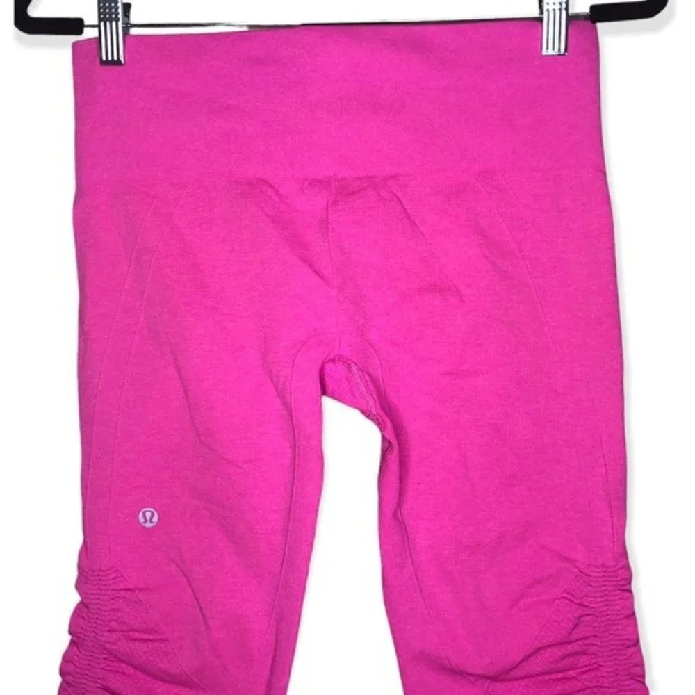 Lululemon In The Flow Crop Seamless Pink Magenta Leggings 8